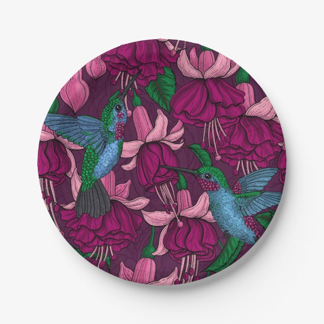 Hummingbird garden paper plate (Front)