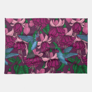 Hummingbird garden tea towel