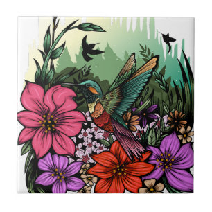 Hummingbird Garden Tile