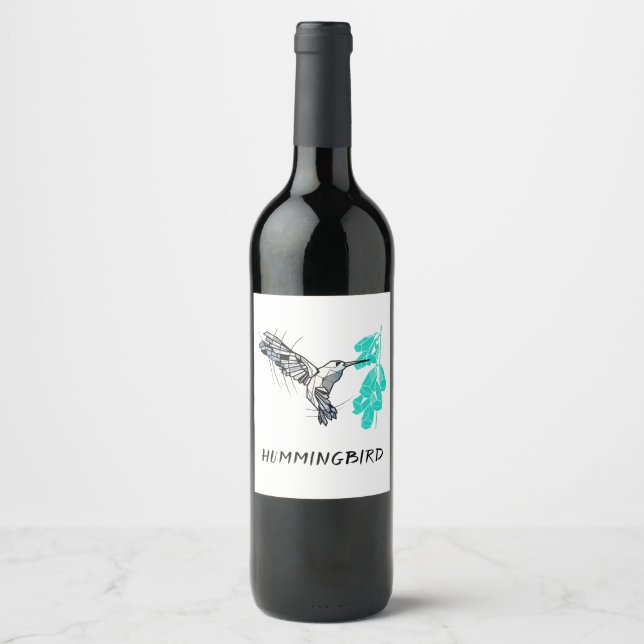 Hummingbird geometric wine label (Front)