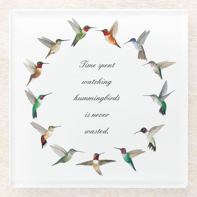 Hummingbird  glass coaster (Front)