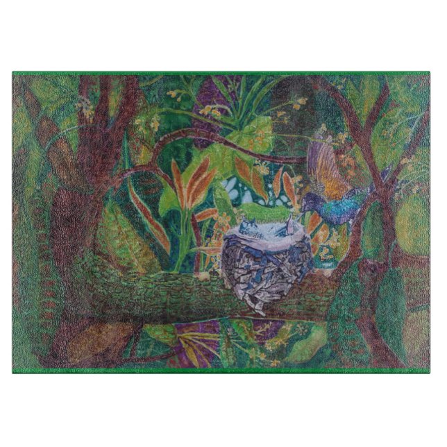 Hummingbird Glass Cutting Board (Front)