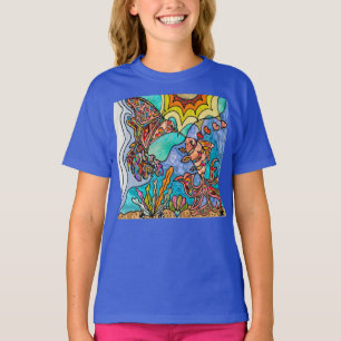 Hummingbird Goldfish Reflection Art Girls T-shirt