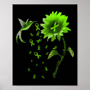 Hummingbird Green Ribbon Mental Health Awareness  Poster
