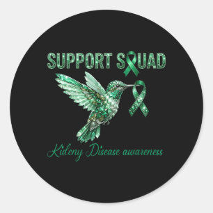 Hummingbird Green Ribbon Support Kidney Disease Classic Round Sticker
