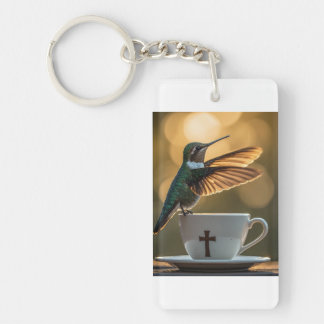 Hummingbird Greeting Card Key Ring