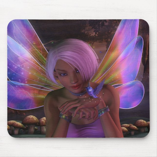 Hummingbird Guardian Fairy Fantasy Art Mouse Mat (Front)