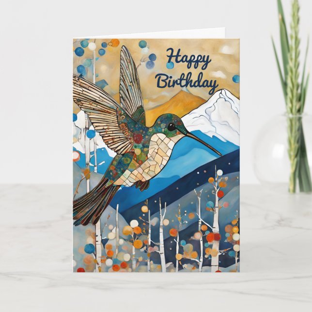 Hummingbird Happy Birthday  Card (Front)