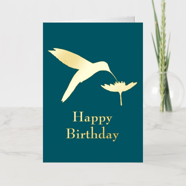 Hummingbird Happy Birthday Foil Greeting Card (Front)