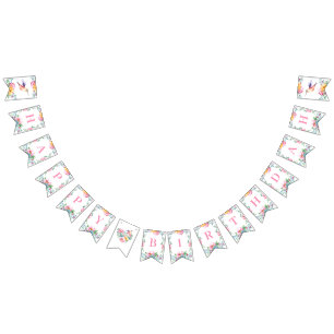 Hummingbird Happy Birthday Girl Bunting Banner