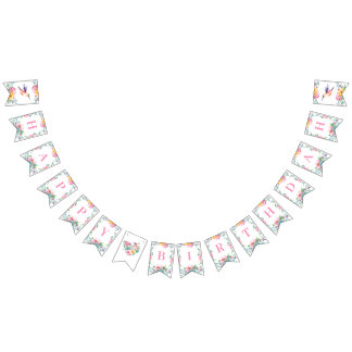 Hummingbird Happy Birthday Girl Bunting Banner