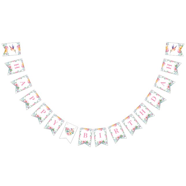 Hummingbird Happy Birthday Girl Bunting Banner (All)
