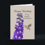 Hummingbird Happy Birthday Granddaughter Card<br><div class="desc">"Hummingbird Happy Birthday Granddaughter" by Catherine Sherman.
A hummingbird sipping nectar from a purple delphinium creates a beautiful greeting for a birthday.</div>