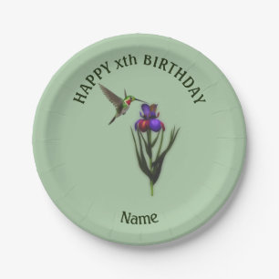 Hummingbird Happy Birthday Personalised  Paper Plate
