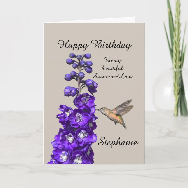 Hummingbird Happy Birthday Sister-in-Law Card (Front)
