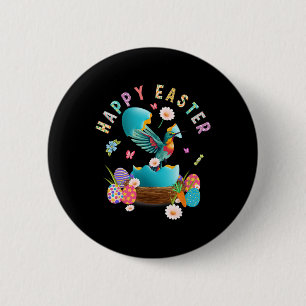 Hummingbird Happy Easter Egg Hunting Easter Day Hu 6 Cm Round Badge