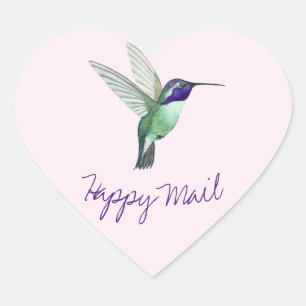Hummingbird Happy Mail Heart Sticker
