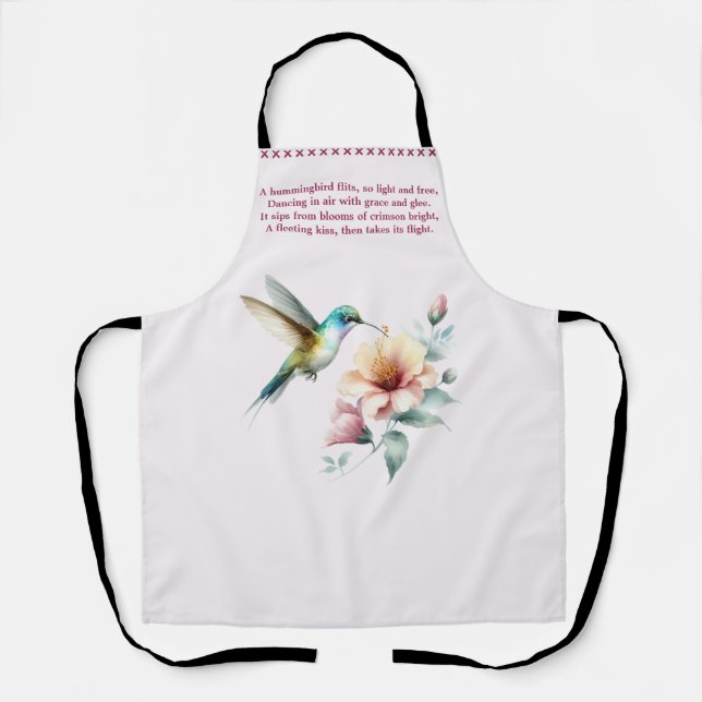 Hummingbird Harmony with Elegant Hibiscus Apron (Front)