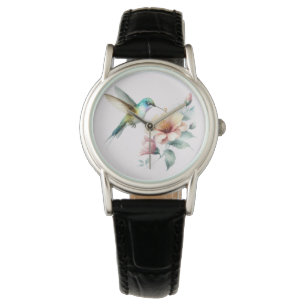 Hummingbird Harmony with Elegant Hibiscus Watch