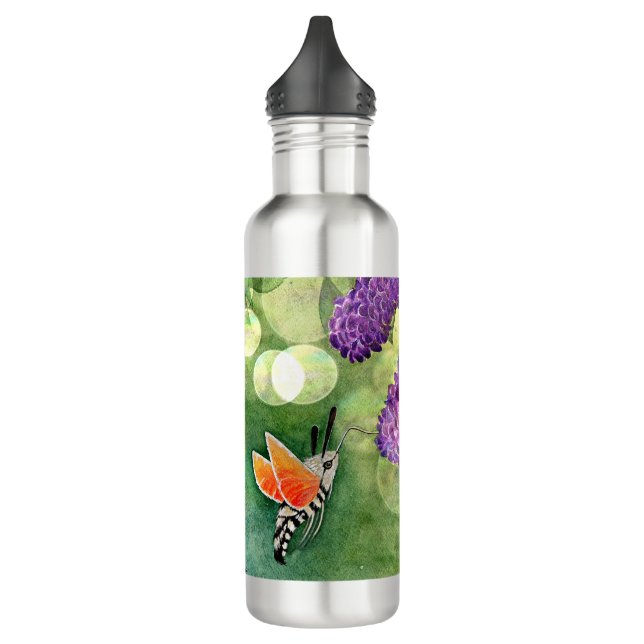 Hummingbird Hawk Moth and Lilacs 710 Ml Water Bottle (Left)
