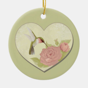 Hummingbird Heart Ceramic Tree Decoration