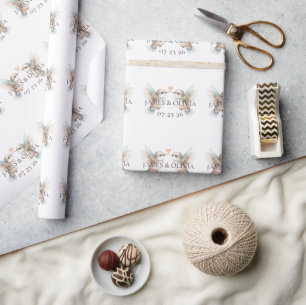 Hummingbird Heart Custom Wedding Wrapping Paper