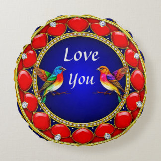 💖 Hummingbird Heart Floral Art Nature Lovers gift Round Cushion
