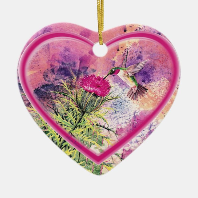 Hummingbird Heart Ornament (Front)