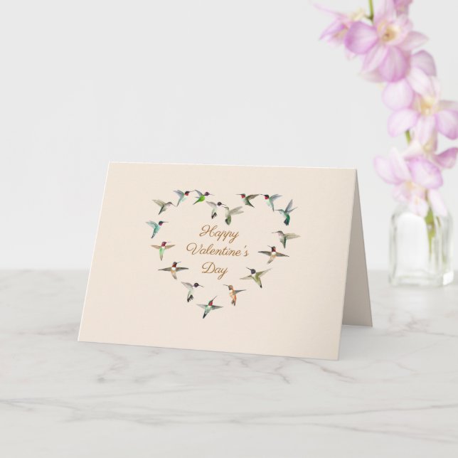 Hummingbird Heart Valentine's Day Card (Orchid)