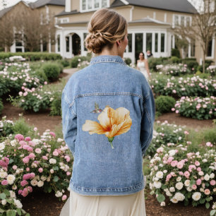 Hummingbird & Hibiscus Denim Jacket