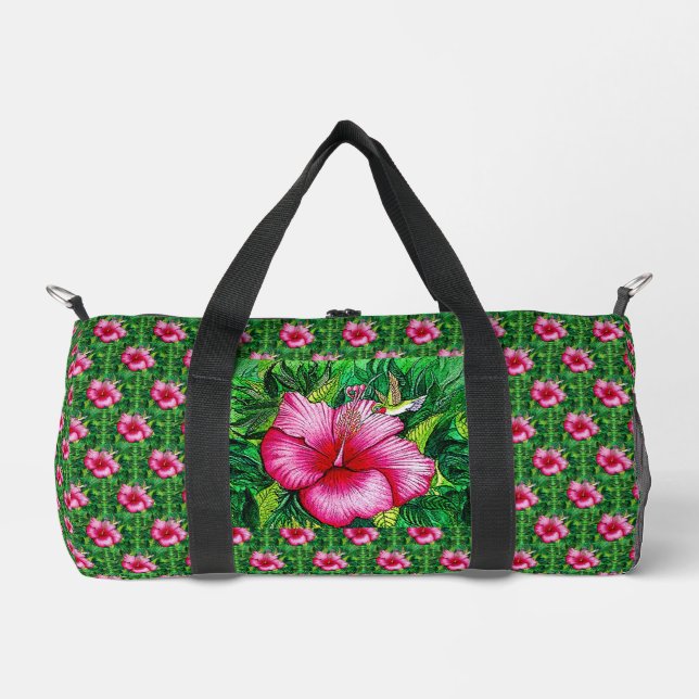 Hummingbird Hibiscus Duffle Bag (Front)