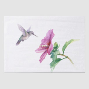 Hummingbird Hibiscus Fower Watercolor Art Tissue Paper