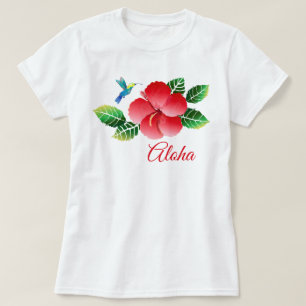 Hummingbird Hibiscus Hawaiian Tropical Floral T-Shirt