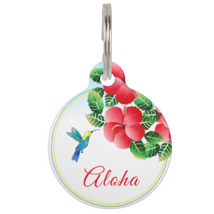 Hummingbird Hibiscus Hawaiian Tropical Pet Tag