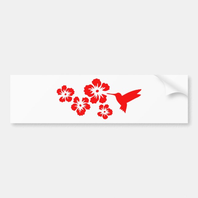 hummingbird hibiscus red bumper sticker (Front)