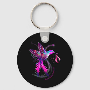 Hummingbird Hold Pink Ribbon Breast Cancer Awarene Key Ring
