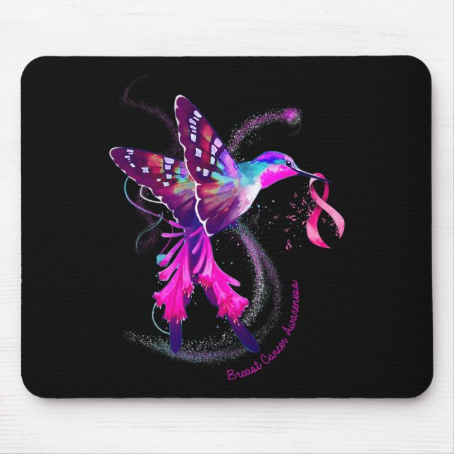 Hummingbird Hold Pink Ribbon Breast Cancer Awarene Mouse Mat (Front)