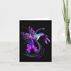 Hummingbird Hold Purple Ribbon Overdose Awareness Card