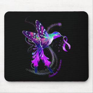 Hummingbird Hold Purple Ribbon Overdose Awareness Mouse Mat