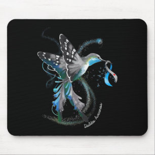 Hummingbird Holding Grey Blue Ribbon T1d Diabetes  Mouse Mat