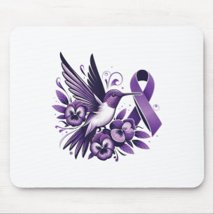 Hummingbird Holding Purple Pansy Ribbon Heimer Awa Mouse Mat