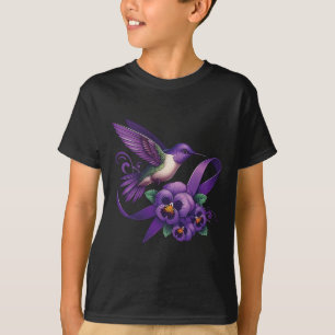 Hummingbird Holding Purple Pansy Ribbon Heimerheim T-Shirt