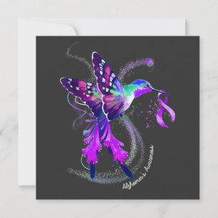 Hummingbird Holding Purple Ribbon Alzheimer's