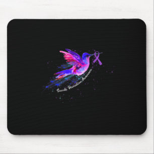 Hummingbird Holding Purple Ribbon Fibromyalgia Awa Mouse Mat