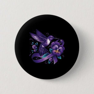 Hummingbird Holding Purple Ribbon Heimerheimer Awa 6 Cm Round Badge