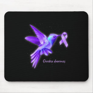 Hummingbird Holding Purple Ribbon Overdose Awarene Mouse Mat