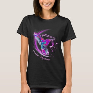 Hummingbird Holding Purple Ribbon Overdose Awarene T-Shirt