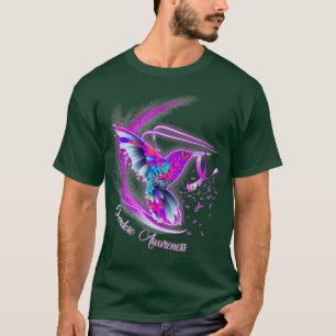 Hummingbird Holding Purple Ribbon Overdose Awarene T-Shirt