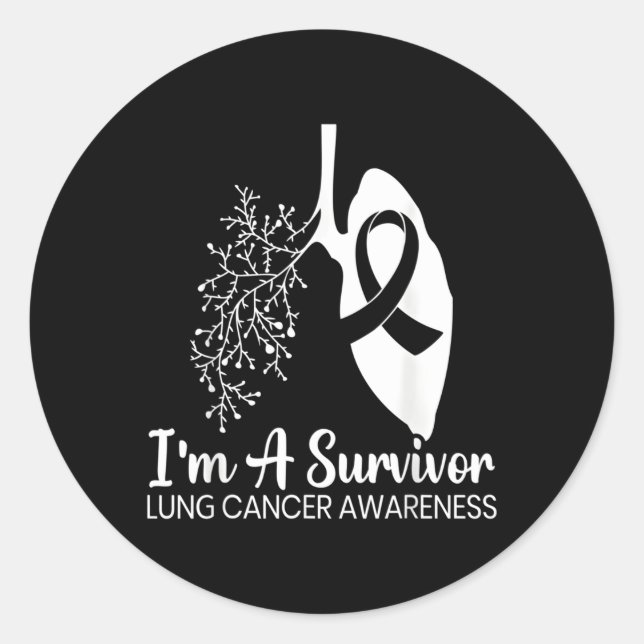 Hummingbird Holding White Ribbon Lung Cancer Aware Classic Round Sticker (Front)