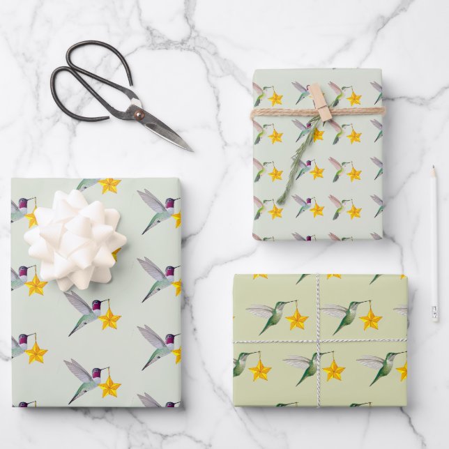 Hummingbird Holidays Wrapping Paper Sheet (Front)